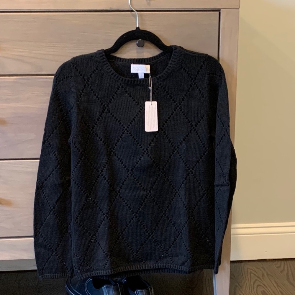 Black perforated sweater, NWT